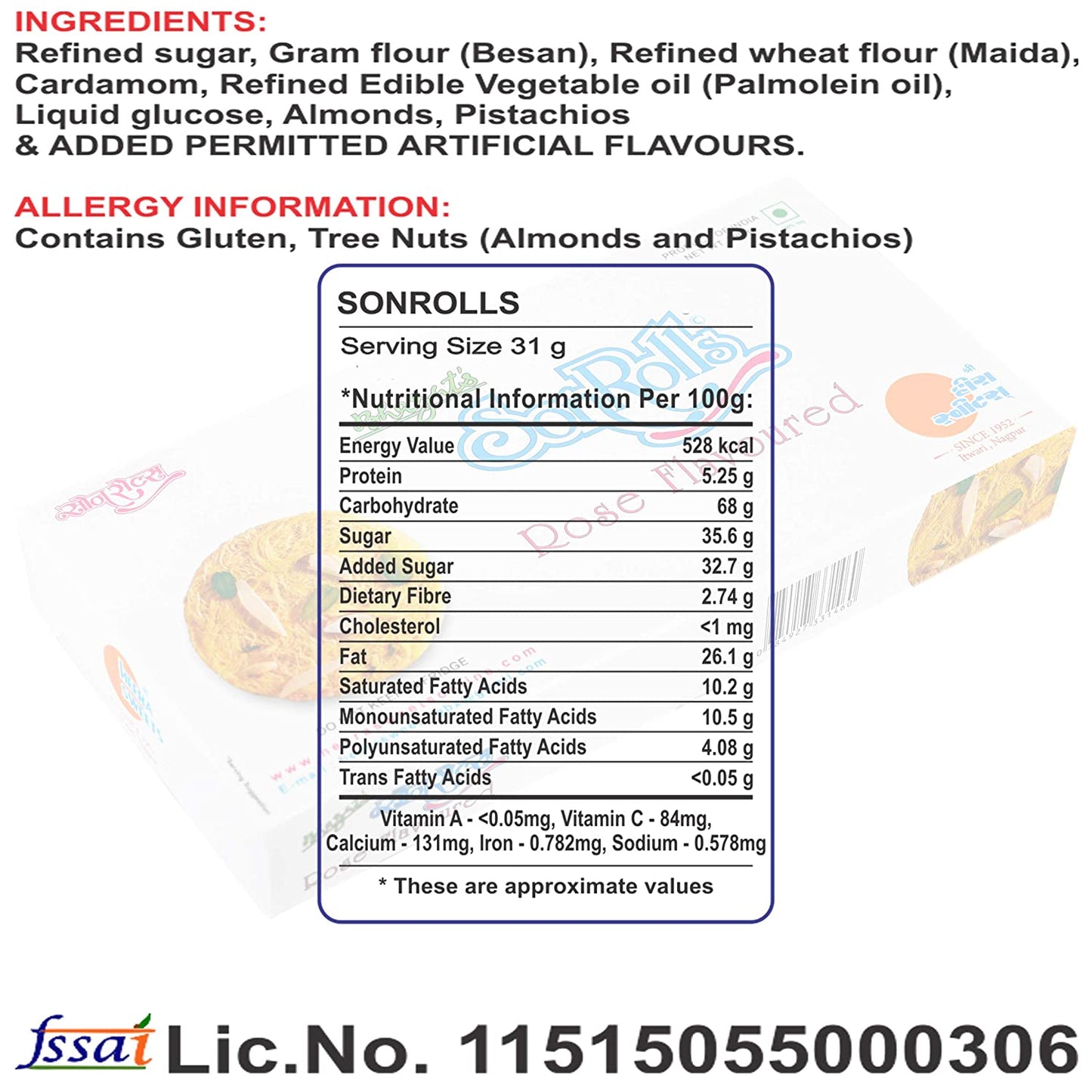 Shop Bhagat's Rose Son Rolls from Shree Heera Sweets 250 gms online at best prices on The State Plate