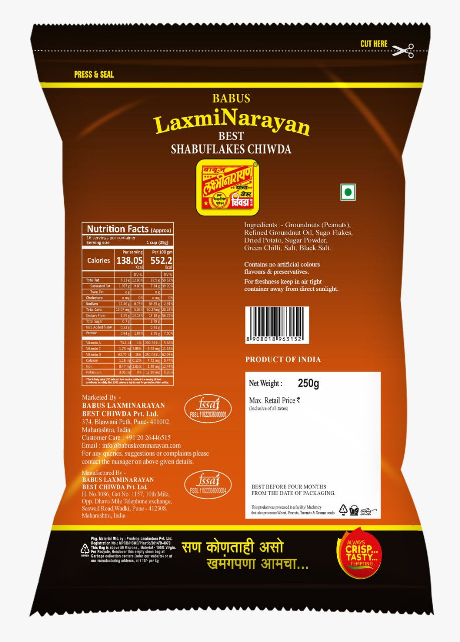 Shop Laxmi Narayan Shabuflakes Chivda 250gm online at best prices on The State Plate