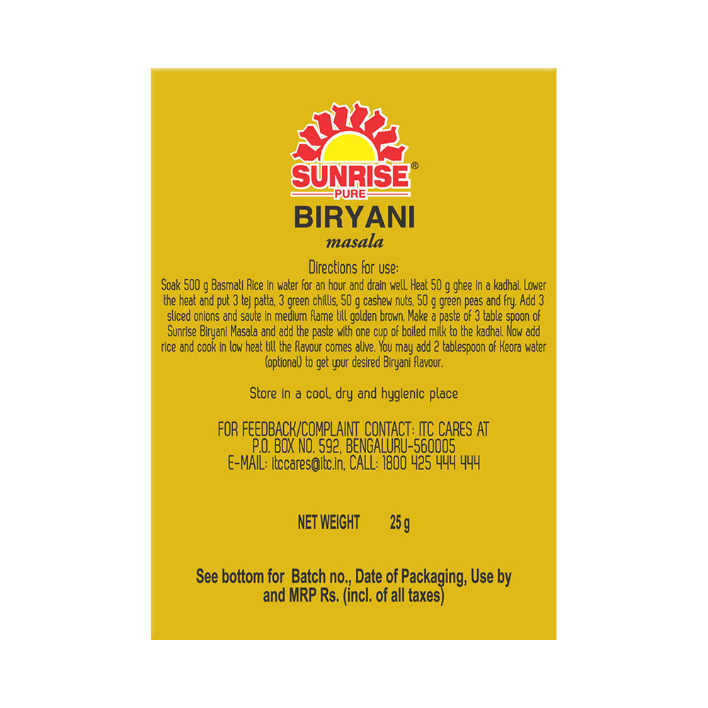 Shop Sunrise Biryani Masala 25 gms online at best prices on The State Plate